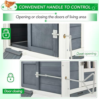 AECOJOY 123“ Chicken Coop with 4 Nesting Boxes&Run | Large Wooden Chicken Coop Hen House Hutch Poultry Cage, Grey&White - color: Grey&White