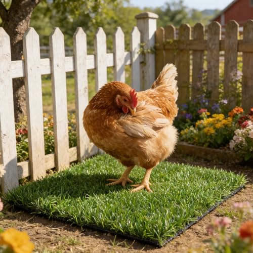 6pcs Washable Chicken Nesting Pads, Artificial Grass Mat for Chicken Coop, Reusable Nest Box Liner, Hen Laying Mats for Poultry 11.8x11.8 Inch - color: Green