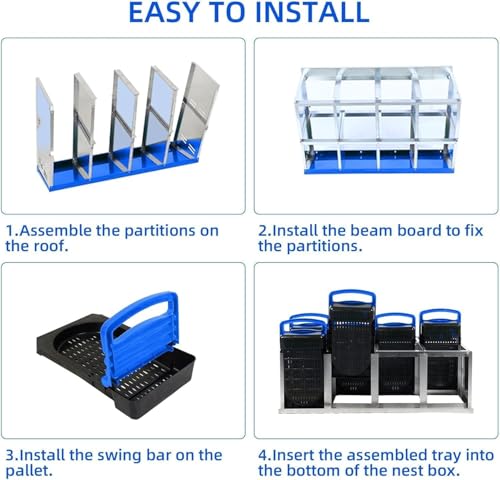 8 Hole Chicken Nesting Boxes - Nesting Boxes Chicken with Roll Away Design & Lid Cover,Easy Egg Collection, Hen Roosting Nest, Durable Poultry Laying Boxes for Hens - color: Blue, size: 8 Cells