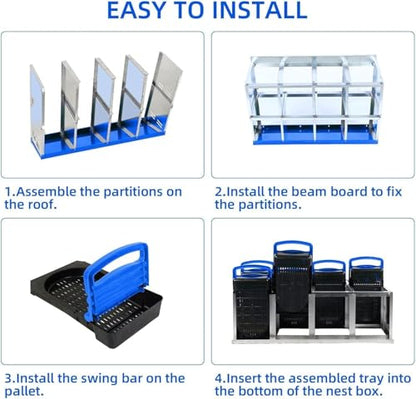 8 Hole Chicken Nesting Boxes - Nesting Boxes Chicken with Roll Away Design & Lid Cover,Easy Egg Collection, Hen Roosting Nest, Durable Poultry Laying Boxes for Hens - color: Blue, size: 8 Cells