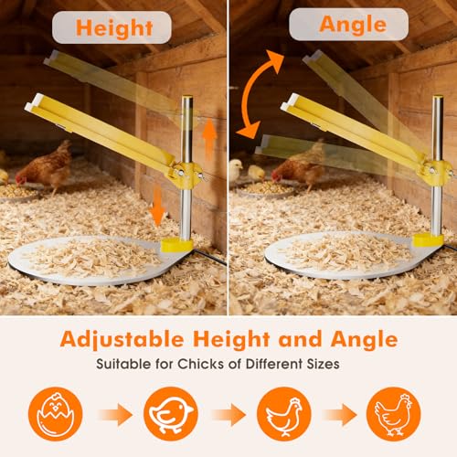 IVJ Chick Brooder Heating Plate with LED Light, 45W Adjustable Temperature Brooder Plate for 15-20 Baby Chicks, Digital Display Heating Plate for Chicks