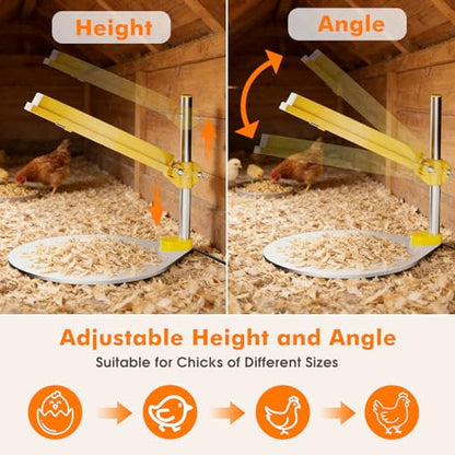IVJ Chick Brooder Heating Plate with LED Light, 45W Adjustable Temperature Brooder Plate for 15-20 Baby Chicks, Digital Display Heating Plate for Chicks
