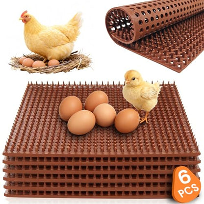 INNOLAND 6 Pack Chicken Nesting Pads, Reusable Nesting Pads for Chicken Coop, 12"x12" Plastic Laying Box Pads, Washable Nesting Box Pads for Chicken Coop Accessories