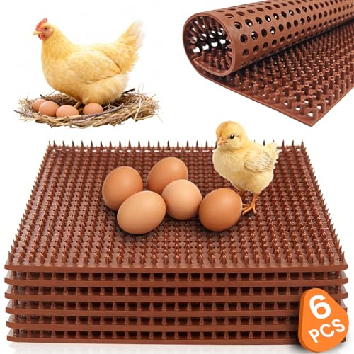 INNOLAND 6 Pack Chicken Nesting Pads, Reusable Nesting Pads for Chicken Coop, 12"x12" Plastic Laying Box Pads, Washable Nesting Box Pads for Chicken Coop Accessories