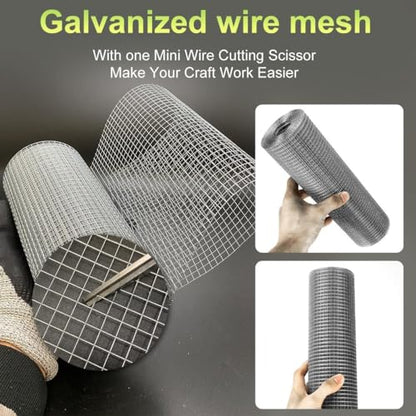 Hardware Cloth 1/4 in Galvanized Wire Mesh Roll (23 GA) Chicken Wire Fence Roll for Chicken Pen/coop Fences, Screen mesh, Rabbit/Snake Fences, Poultry enclosures, Handicraft Ma（4'' x 10' ） - size: 4In x 10Ft