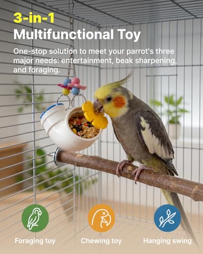 Hanging Foraging Chew Toy Interactive Treat Dispenser, Small Animal Cage Enrichment Puzzle Feeder for Rats, Guinea Pigs, Gerbils, Easy to Disassemble & Clean