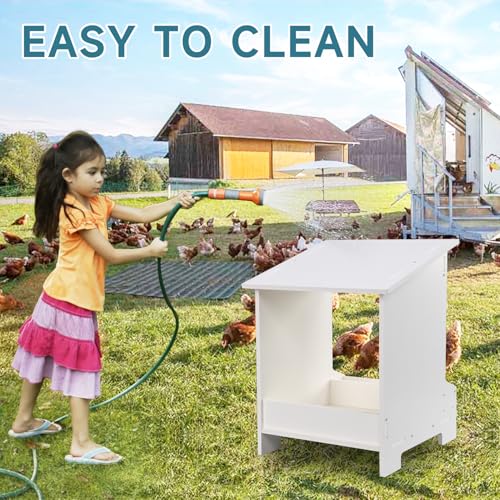 EARTHSON Nesting Boxes for Chickens, Chicken Coopwith Egg Storage, Chicken Laying Nest Box for Poultry Farm, Chicken Nesting Boxes for Duck and Poultry, White