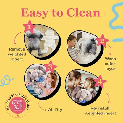 Lilly's Love Weighted Stuffed Animals for Adults & Kids — 5lb Calming Elephant Plush for Anxiety, ADHD & Sensory | Machine Washable Weighted Stuffed Animal w/Removable Insert | Ernie The Elephant - color: Elephant