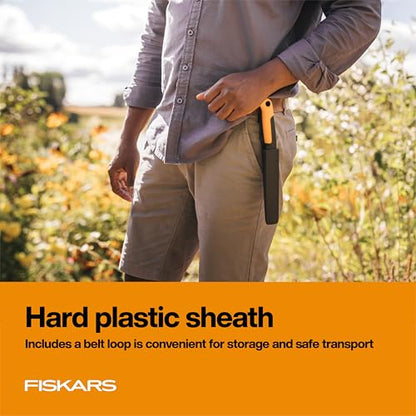 Fiskars Harvesting Knife for Produce, 6" Blade, Serrated Edge Hand Tool Perfect for Vegetables, Extended Tang Design, Garden Harvesting & Food Prep Knife, Sheath Included, Gardening Gifts for Women - style: Harvesting Knife