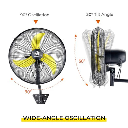 FUGOO 20'' Outdoor Quiet Remote Control Oscillating Wall Mount Fan,All Sealed BLDC Motor,4 Speed Waterproof Outdoor Fan With Remote, Heavy Duty Industrial Wall Fans for House,Patios,Garage,Warehouse - size: 20-inch+R
