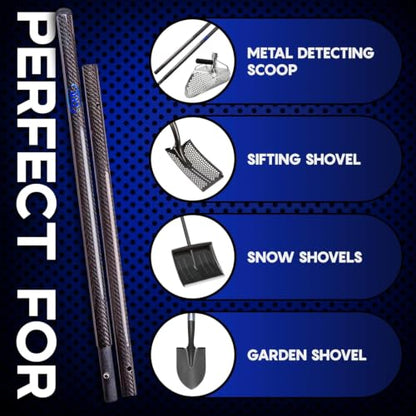 CKG Carbon Fiber Travel Sand Scoop Shovel Handle Universal Lightweight Pole for Beach Metal Detecting Long Rod with 28.5mm/1 1/8 " Diameter - color: Black, size: Travel
