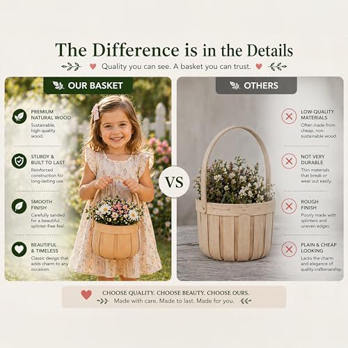 Small Round Natural Woodchip Wooden Decorative Storage Basket with Handle - size: 5.5" Dia x 3.85" H