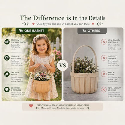 Small Round Natural Woodchip Wooden Decorative Storage Basket with Handle - size: 5.5" Dia x 3.85" H