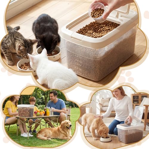 2 Pack Airtight Dog Food Storage Container, 16.5 Lbs Clear Pet Food Storage Bin with 2 Measuring Scoops for Pet Dog Cat Rice Grain Treat - size: 16.5 Lbs