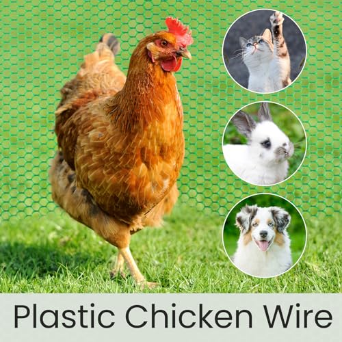 Landical 6 Rolls Plastic Chicken Wire Fencing Mesh 120 x 15.7 Inch Each Plastic Mesh Fence with Zip Ties Hexagonal Poultry Netting Garden Fencing Cat and Bird Netting (Green) - color: Green