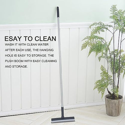 Stiff Bristles Broom,Tub Tile Broom Brush,Push Broom for Shower Cleaning,Patio, Kitchen,Garage,Indoor Outdoor Cleaning Brush,Stainless Steel Long Handle - color: Small Broom
