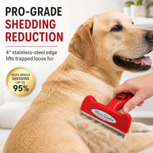 Warren London Deshedding Brush for Large Short Hair Dogs, 4 Inch - size: Short Hair | Large