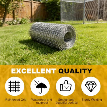DTGN 8" x 25ft 19GA Hardware Cloth, 1/2" Galvanized Steel Wire Mesh, Chicken Wire Fence, Poultry Animal Netting for Garden Plant Welded, Rabbit Cage, Snake Rat Protection, Gutter Guard - size: 8" x 25ft