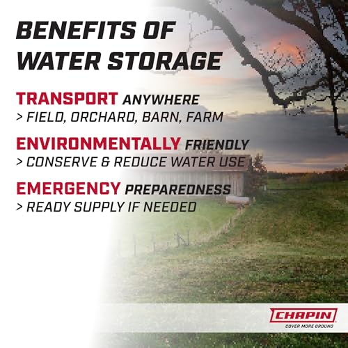 Chapin 98142 Water Storage Tank, 40‑Gallon, Utility Water Supply, Translucent Chemical‑Resistant Poly Tank, 6" Wide Cap, 2" Drain & Garden‑Hose Port for Farms, Acreage, Gardens & Orchard - size: 40-Gallon