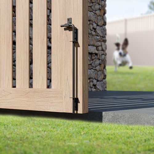 18 Inch Gate Cane Bolt Gate Ground Drop Rod, Heavy Duty Drop Rod Gate Latch for Wooden Vinyl Fence, Black Finished Cane Bolts for Gates, 1 Pack - size: 18 Inch
