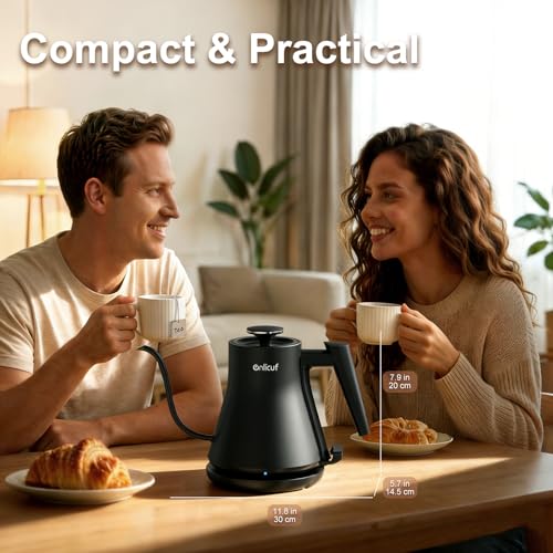 Gooseneck Electric Kettle 0.8L (27oz) - 1000W Rapid Fast Boiling Tea Kettle with Auto Shut Off & Boil-Dry Protection, Stainless Steel Leak-Proof Water Boiler for Pour Over Coffee, Black - color: Black