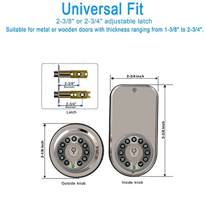 Double Sided Keypad Door Knob with Dual Cylinders and Key Alike, iuknob Keyless Entry Smart Door Lock for Entrance, Fence, Gate, Swimming Pool,Waterproof and Weatherproof for Outdoor & Interior Door.