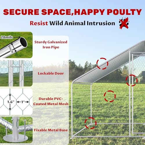Chicken Coop Walk-in Poultry Cage Chicken Run Pen Rabbit Duck House with Waterproof and Anti-UV Cover for Outdoor Farm Use - color: 1-Unit Coop