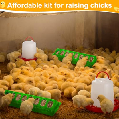 Funnymoom 12 Pack Chicken Feeder and Waterer Set Bird Small Poultry Feeder Flip Top Bird Small Poultry Feeding for Pigeon Chick Drinker Duckling Quail Feeding Dispenser(Green,8 Holes) - color: Green, style: 8 Holes
