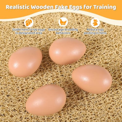 8 Pack Chicken Nesting Pads, Washable Nesting Box Liners for Chicken Coop, Reusable Plastic Nest Box Pads with 4 Pcs Fake Wooden Eggs, Chicken Laying Mats, 12×12×0.8 inch - color: Khaki x 8