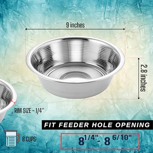 2-Pack Stainless Steel Dog Bowls 8 Cups (1.9L), Durable Metal Pet Food & Water Dish for Medium to Large Dogs – Rust-Resistant - color: Double Pack, size: 8 cup (Standard)