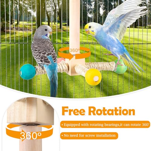 FrgKbTm Rotating Bird Perches Toy, Interactive Spinning Parrot Parakeet Toys, Wooden Exercise Stand Bird Cage Accessories for Budgies,Cockatiels,Small Birds - color: Rotating Bird Swing Toys