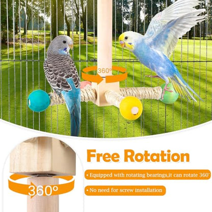 FrgKbTm Rotating Bird Perches Toy, Interactive Spinning Parrot Parakeet Toys, Wooden Exercise Stand Bird Cage Accessories for Budgies,Cockatiels,Small Birds - color: Rotating Bird Swing Toys