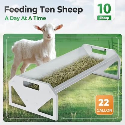 Livestock Feeding Trough 22 Gallon Capacity 45" Hay Feeder Heavy | Duty Livestock Trough for Horse Sheep Cattle Hog V-Shaped Farm Sheds Pen Water Feeder Trough Powder Coated Silvery Steel - color: Silvery