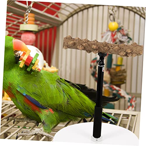 Happyyami Parrot Training Stand Bird Perch Adjustable Height Bird Plaything Parakeet Cage Accessory Safe