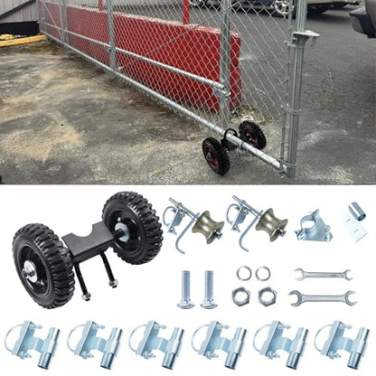 6" Wheels Rolling Gate Hardware Kit for Chain Link Gate | Sliding Gate Hardware | Sliding Gate Kit | Farm Gate Hardware - style: Pipe Mount