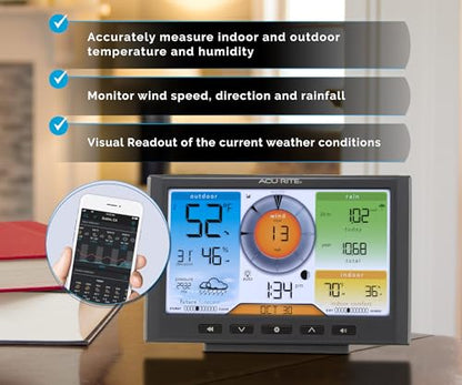 AcuRite Iris (5-in-1) Home Weather Station with Wi-Fi Connection to Weather Underground with Temperature, Humidity, Wind Speed/Direction, and Rainfall (01540M) , Black - color: Wi-fi Connection to Weather Underground