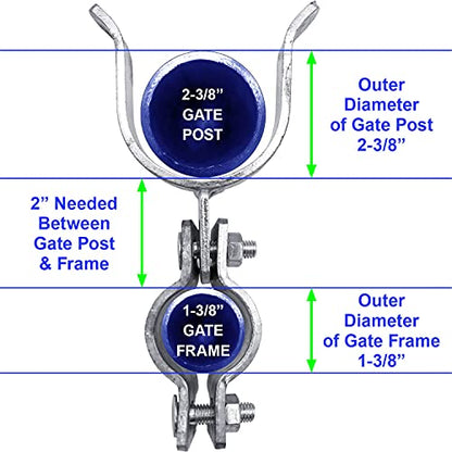 1-3/8" x 2-3/8" Chain Link Fence Gate Fork Latch - Fence Gate Latch - Galvanized Fence Gate Latch with Hole for Padlock - size: 1-3/8" x 2-3/8"