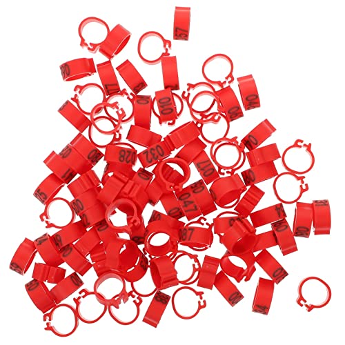 100pcs Pigeon Foot Rings Durable Leg Bands for Racing Pigeons Parakeets and Other Birds Bright Colors for Easy Identification - color: Red