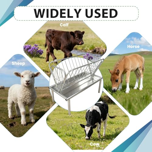Heavy Duty Steel Pasture Hay Feeder for Goats, Sheep & Mini Horses, Rust-Resistant & Easy Setup, Durable Livestock Feeder for Outdoor Farms