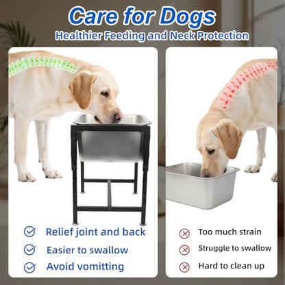 YUEPET 4 Gallon Elevated Dog Water Bowl for Large Extra Large Dogs Stainless Steel Dog Bowl with 4 Heights Adjustable Metal Anti-Slip Stand Pet Food Bowl for Joint Pressure Relief Indoor Outdoor Use - size: 4 Gallon