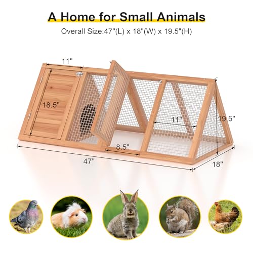 GOJOOASIS Chicken Coop for 2 Chickens Small Rabbit Hutch Quail Coop Wooden Bunny Cages Outdoor Chicken House w/Ventilating Wire (Wood) - color: Wood