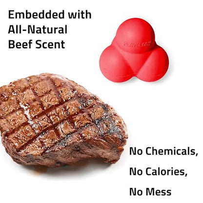 Playology Dog Toys | Squeaky Bounce Ball for Large Dogs | Beef Scented Jumbo Dog Ball for Interactive Play - style: Beef