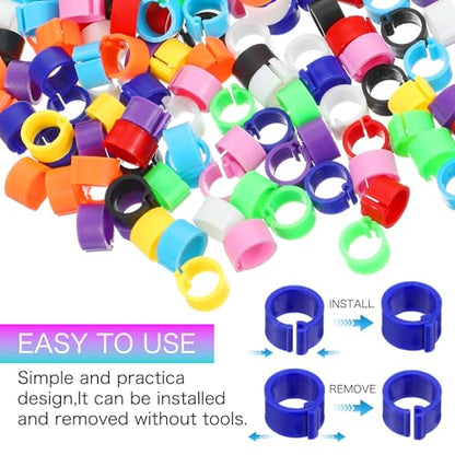 ElevateTech 200PCS 8mm Coturnix Quail Leg Bands Chicken Identification Band Bands Chicken Leg Band Rings Clip-On Round Tags Poultry IdentificationBand