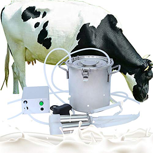 Milking Machine Portable Electric Milker Vacuum Pulsation Milking Machine with 2 Teat Cups 7L Stainless Steel Milk Container Food Grade Hose Charge/Plug in (for Cow) - color: For Cow