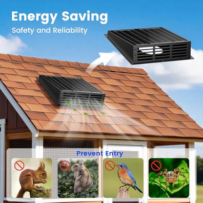 25W Solar Fan for Chicken Coop, 430CFM Solar Exhaust Fan with IP67 Waterproof Solar Panel-No Wiring Required, Easy Install Greenhouse Fan for Shed, Attic,Barn, Dog House - size: 25W Solar Fan