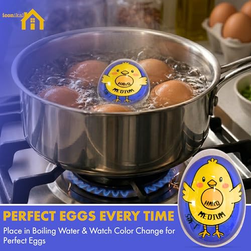 Iconikal 2-Pack Chick Egg Timer Color Changing Boiling Timer Soft, Medium, Hard, BPA Free - color: Blue Chick