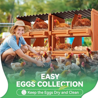 Chicken Nesting Boxes,8 Compartments Wooden Nesting Boxes for Chickens,Laying Nest Boxes for Hens Ducks Poultry Protect Eggs Chicken Coops Easy Egg Collection (8 BOXS) - size: 8 BOXS