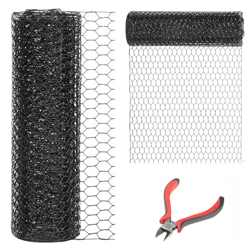 48'' x 150' Black Chicken Wire Mesh Fence, 19 Gauge Galvanized Poultry Netting and 1 inch Garden Mesh Fence Roll, Chicken Wire for Floral Arrangements/Crafts/Farm/Livestock/Pet Protection - size: 19 gauge 48'' x 150'