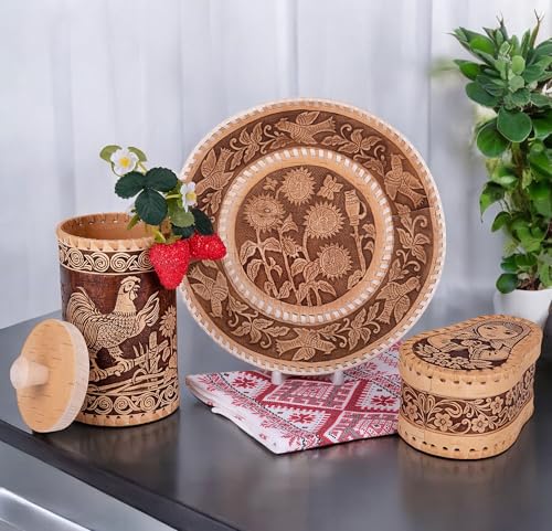 STP GOODS Birch Bark Container, Storage container, Kitchen Container Money to the House Birch Bark (Rooster) - color: Rooster
