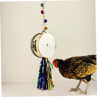 Rooster Hen Chicken Stainless Steel Mirror Drum Pet Toy Entertaining and Safe